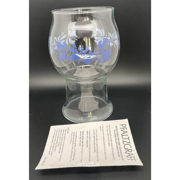 Vintage Pfaltzgraff Yorktowne‎ Floating Pillar Candle Holder Hurricane Blue Fl - Picture 1 of 4